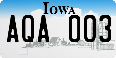 IA license plate AQA003