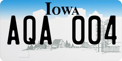 IA license plate AQA004