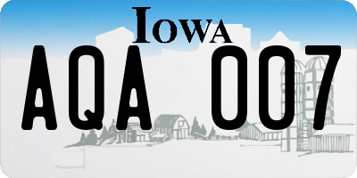 IA license plate AQA007