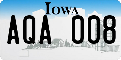 IA license plate AQA008