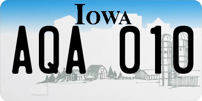 IA license plate AQA010