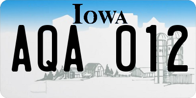 IA license plate AQA012
