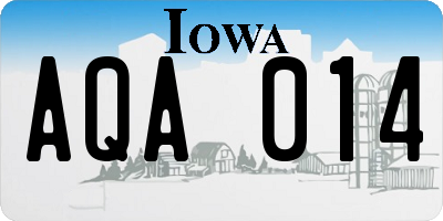 IA license plate AQA014