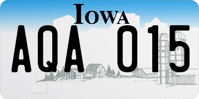 IA license plate AQA015