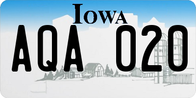 IA license plate AQA020