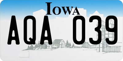IA license plate AQA039