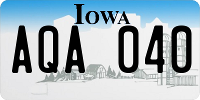 IA license plate AQA040