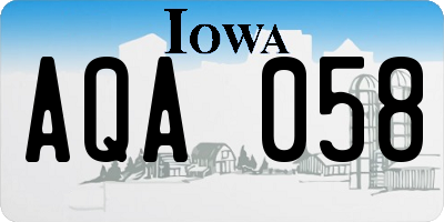 IA license plate AQA058