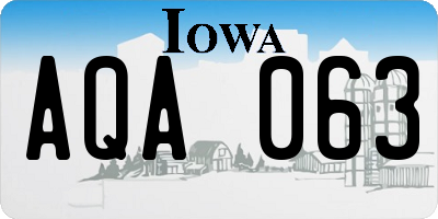IA license plate AQA063