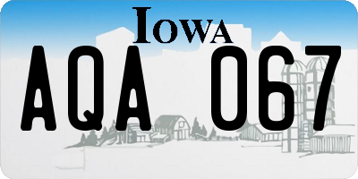IA license plate AQA067