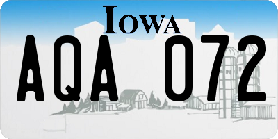 IA license plate AQA072