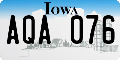 IA license plate AQA076