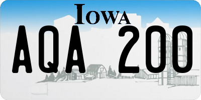 IA license plate AQA200