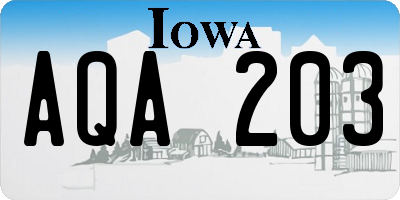 IA license plate AQA203