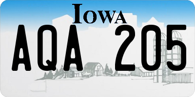IA license plate AQA205