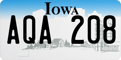 IA license plate AQA208