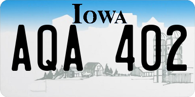 IA license plate AQA402