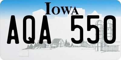 IA license plate AQA550