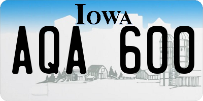 IA license plate AQA600