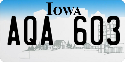 IA license plate AQA603