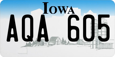 IA license plate AQA605