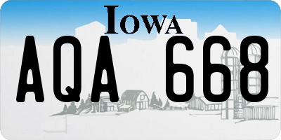 IA license plate AQA668