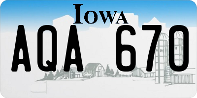IA license plate AQA670
