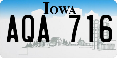 IA license plate AQA716