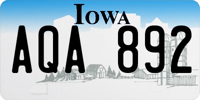 IA license plate AQA892