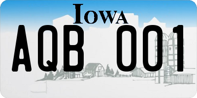 IA license plate AQB001