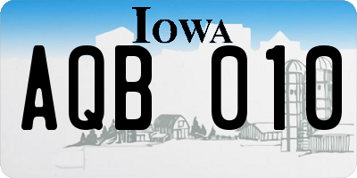 IA license plate AQB010