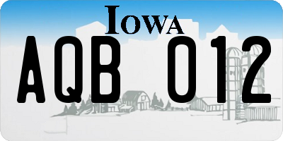 IA license plate AQB012
