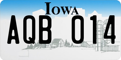 IA license plate AQB014