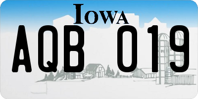 IA license plate AQB019