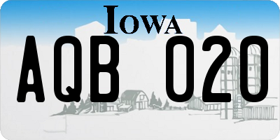 IA license plate AQB020
