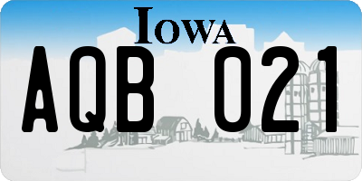 IA license plate AQB021