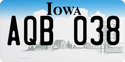 IA license plate AQB038