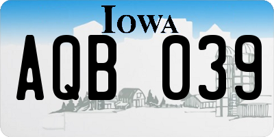IA license plate AQB039