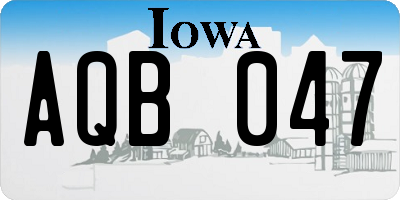 IA license plate AQB047