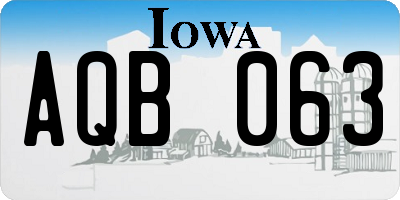IA license plate AQB063