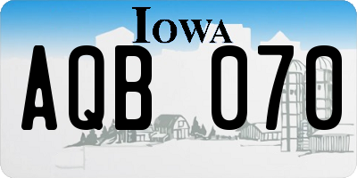 IA license plate AQB070