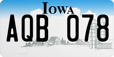 IA license plate AQB078