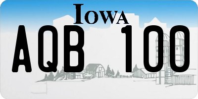 IA license plate AQB100
