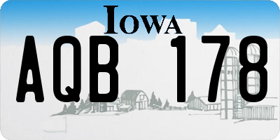 IA license plate AQB178