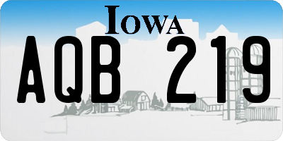 IA license plate AQB219