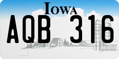 IA license plate AQB316