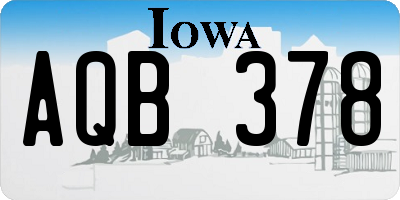 IA license plate AQB378