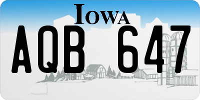 IA license plate AQB647