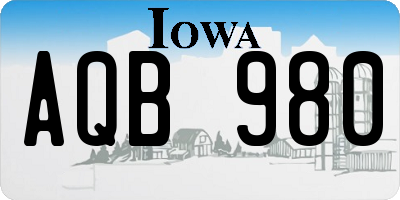 IA license plate AQB980