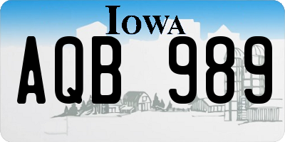 IA license plate AQB989